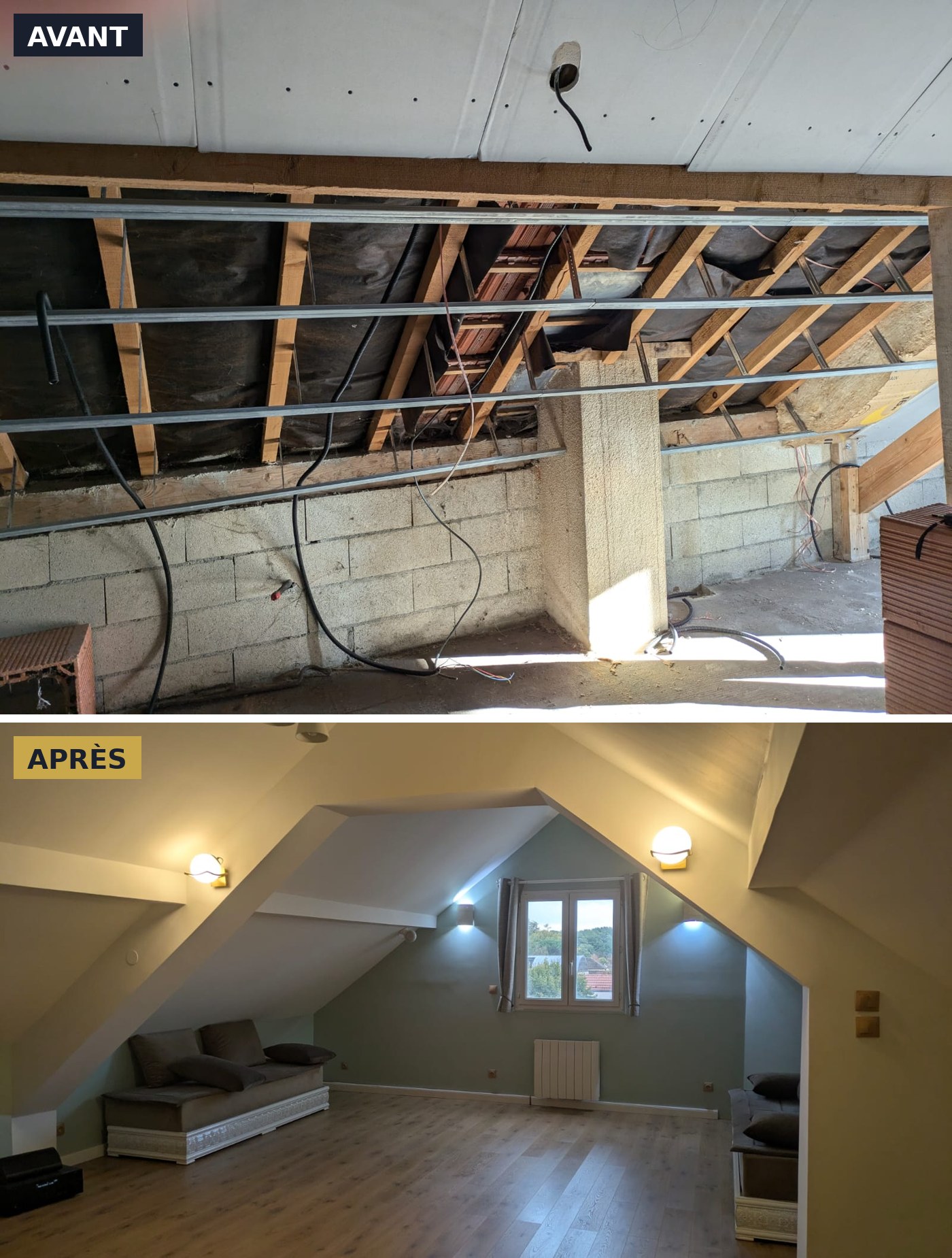 Aménagement de combles à Bougival avant et après travaux